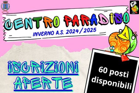 Aperte le iscrizioni al Centro Paradiso Inverno a.s. 2024/2025